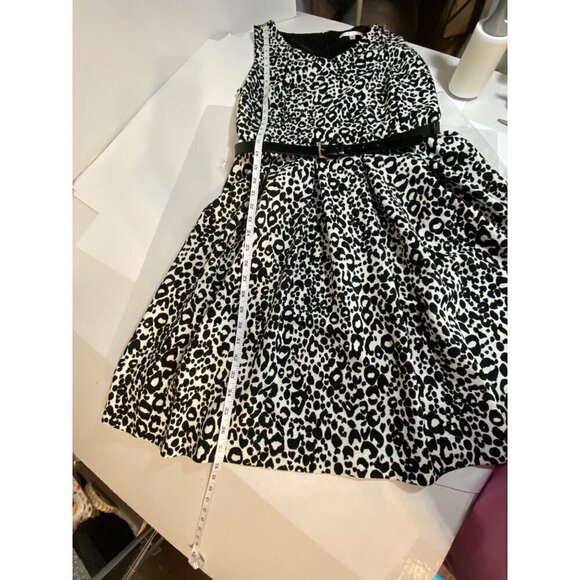 Sandra Darren Fit & Flare Dress Women's Size 12 Black & White Animal Print NWT - Picture 8 of 11